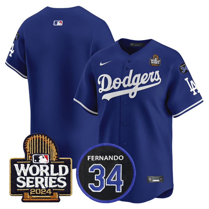 Men's Los Angeles Dodgers Blank Royal 2024 World Series With Fernando Memorial Patch Limited Stitched Baseball Jersey Men's Los Angeles Dodgers Blank Royal 2024 World Series With Fernando Memorial Patch Limited Stitched Baseball Jersey